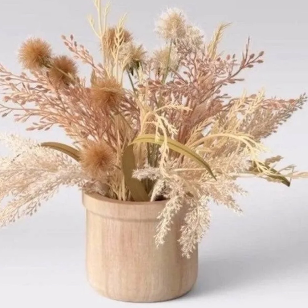 Threshold Faux Fluffy Grass Arrangement - New Home | Color: Beige